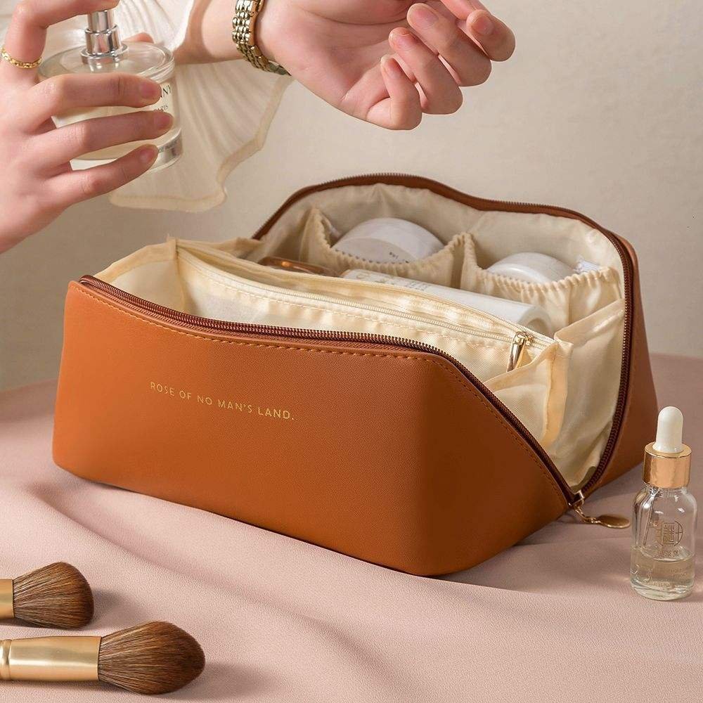 Brown । PU Leather Travel Cosmetic Bag । CN-131