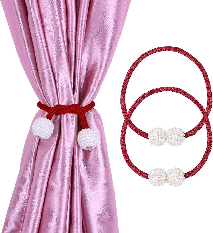 Maroon । Magnetic Curtain Tieback with Big Pearl Ball (1 Pair) । CN-28