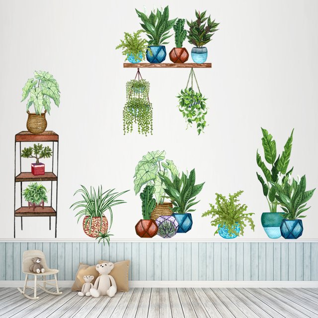 3D Tropical Vine Plant Potted Wall Sticker । CN-07