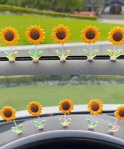 (5Pcs Set) Healing Swing Sunflower Bobbleheads – Cute Dashboard & Desk Decor