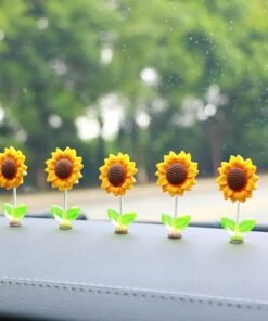 Alternative view of (5Pcs Set) Healing Swing Sunflower Bobbleheads – Cute Dashboard & Desk Decor