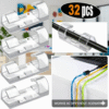 32Psc- Large Self-Adhesive Transparent Cable Clip