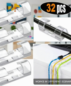 32Psc- Large Self-Adhesive Transparent Cable Clip