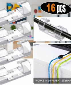 16Psc- Large Self-Adhesive Transparent Cable Clip