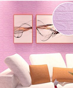 Alternative view of Pink- Self-Adhesive 3D Brick Pattern Foam Wall Sticker-Size: (23 sq. ft. / 27 x 120 inch)