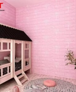 Pink- Self-Adhesive 3D Brick Pattern Foam Wall Sticker-Size: (23 sq. ft. / 27 x 120 inch)