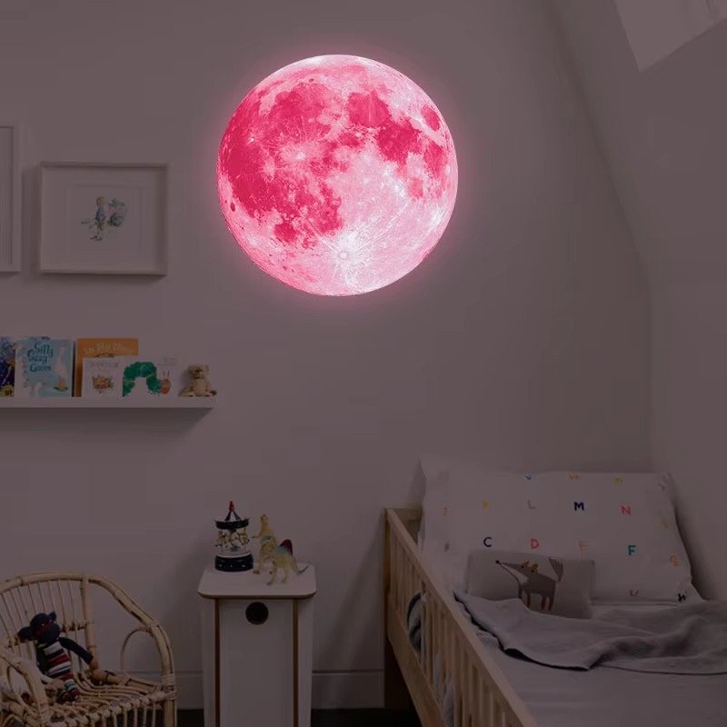 Pink-Premium Luminous Moon Art Sticker 30x30cm – Glows All Night - Image 5