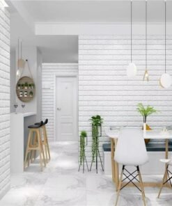 White- Self-Adhesive 3D Brick Pattern Foam Wall Sticker-Size: (23 sq. ft. / 27 x 120 inch)