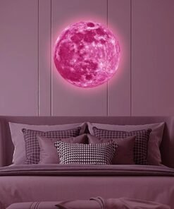 Pink-Premium Luminous Moon Art Sticker 30x30cm – Glows All Night