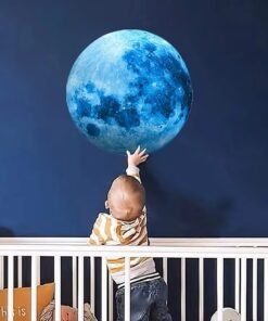 Alternative view of Blue-Premium Luminous Moon Art Sticker 30x30cm – Glows All Night