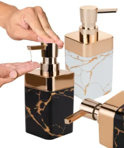 3Pcs - Luxury Marble Soap Dispenser [White +Dark Black Chocolate+White]