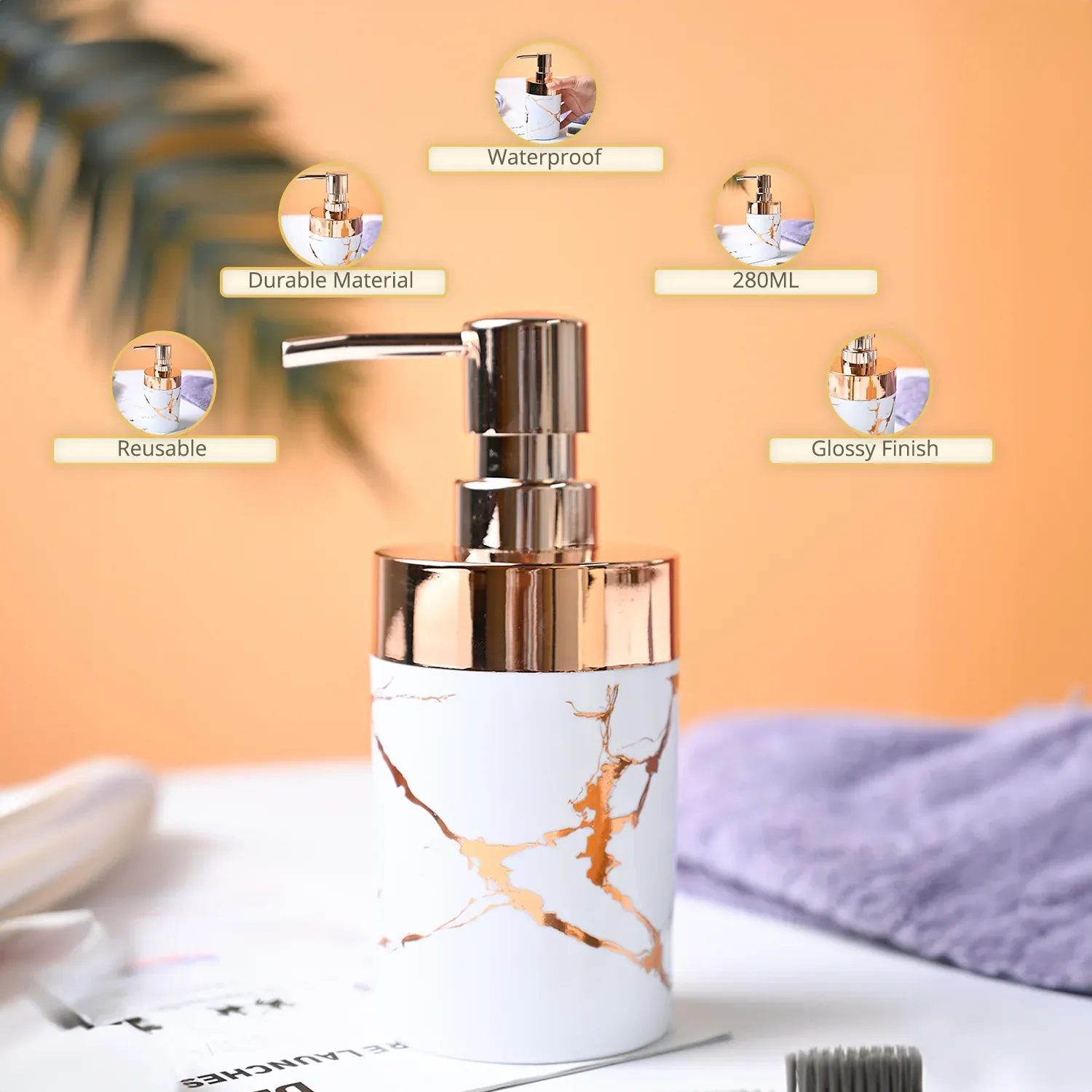 1Pc White- Luxury Marble Soap Dispenser - Image 2