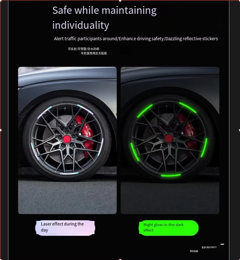 40Pcs- Car & Bike Wheel Rim Reflective Stickers । Safe Night Driving Visibility Strips - Image 6
