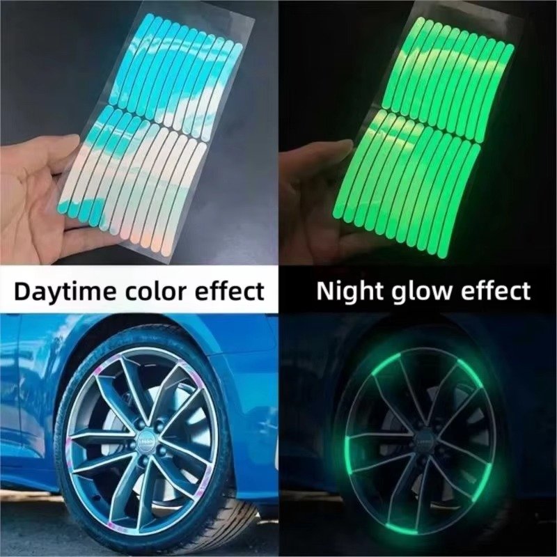 40Pcs- Car & Bike Wheel Rim Reflective Stickers । Safe Night Driving Visibility Strips - Image 8