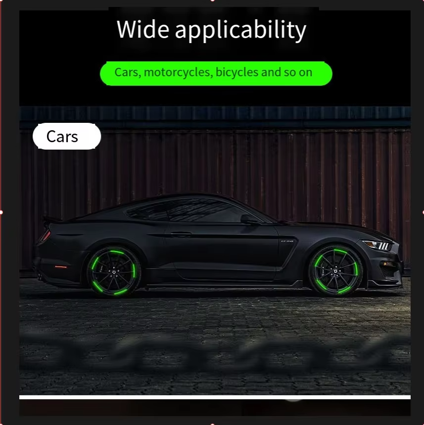 40Pcs- Car & Bike Wheel Rim Reflective Stickers । Safe Night Driving Visibility Strips - Image 4