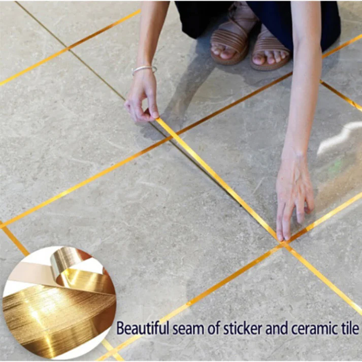 Golden । Self-Adhesive 1-Line Waterproof Tiles Gap Tape (1×5000 cm) । CN-15 - Image 4