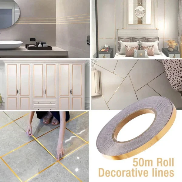 Golden । Self-Adhesive 1-Line Waterproof Tiles Gap Tape (1×5000 cm) । CN-15 - Image 12
