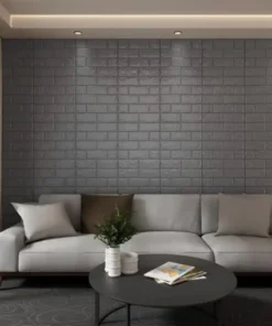 Alternative view of Ash । Self-Adhesive 3D Brick Pattern Foam Wall Sticker (23 sq. ft. / 27×120 inch) । CN-75