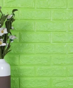 Alternative view of Light Green । Self-Adhesive 3D Brick Pattern Foam Wall Sticker (23 sq. ft. / 27×120 inch) । CN-75