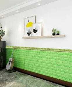 Light Green । Self-Adhesive 3D Brick Pattern Foam Wall Sticker (23 sq. ft. / 27×120 inch) । CN-75