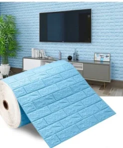 Sky । Self-Adhesive 3D Brick Pattern Foam Wall Sticker (23 sq. ft. / 27×120 inch) । CN-75