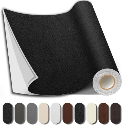 Black । Self-Adhesive PU Leather Repair Patch (5 sq. ft. / 13.5×54 inch) । CN-74